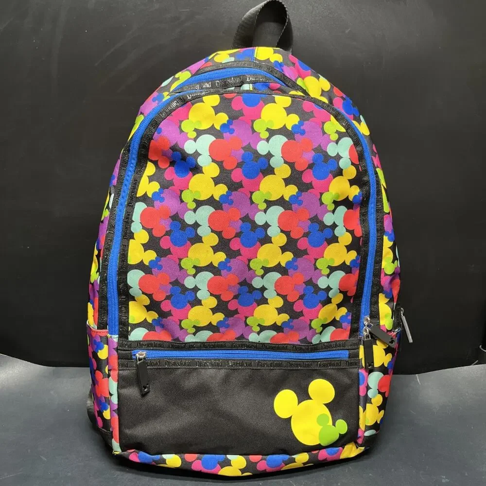 Disney Parks Mickey Mouse All Over Print Rainbow Backpack Walt Disney World